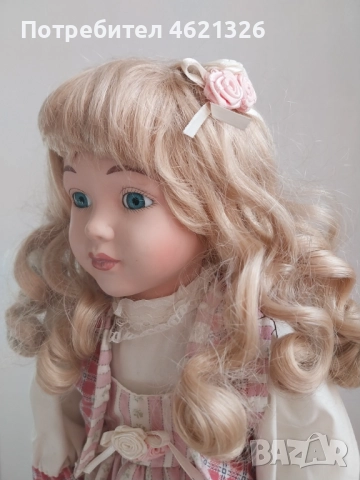 Винтидж порцеланова кукла като ново, ръчна изработка колекционерска, снимка 14 - Декорация за дома - 52155616