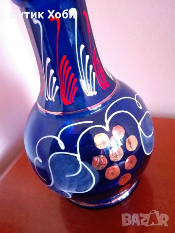 Наргиле ваза от кобалтово стъкло, снимка 3 - Вази - 34354212