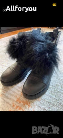Черни боти от естествена кожа с пух, снимка 5 - Дамски боти - 52917134