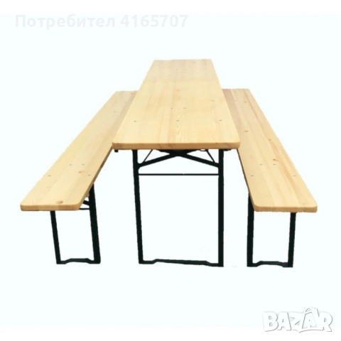 С ДЕФЕКТ - Сгъваем комплект градинска маса с 2 пейки - От чамово дърво - С ДЕФЕКТ виж снимките, снимка 7 - Градински мебели, декорация  - 53997408