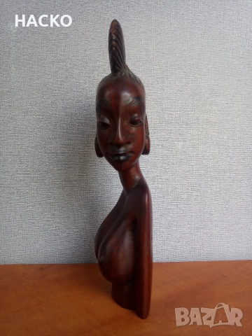 Африканска Ръчно Изработена Дървена Статуетка от Червено Дърво 1994 г. Того, снимка 4 - Статуетки - 52651523