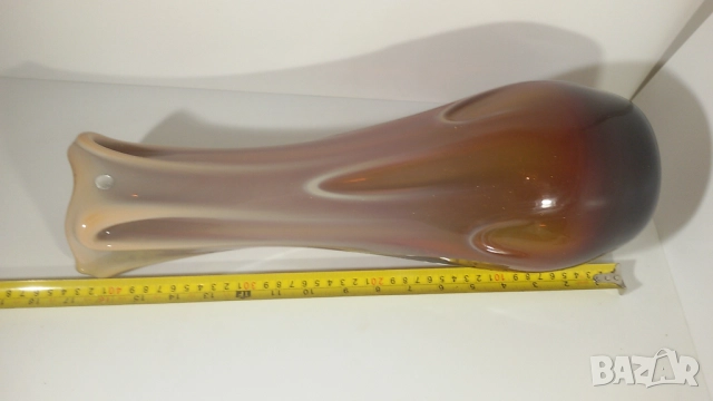 Ретро висока кафява/жълта ваза, снимка 10 - Вази - 51778427