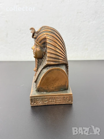 Медна египетска маска / бюст на Тутанкамон. №8049, снимка 3 - Колекции - 54029330