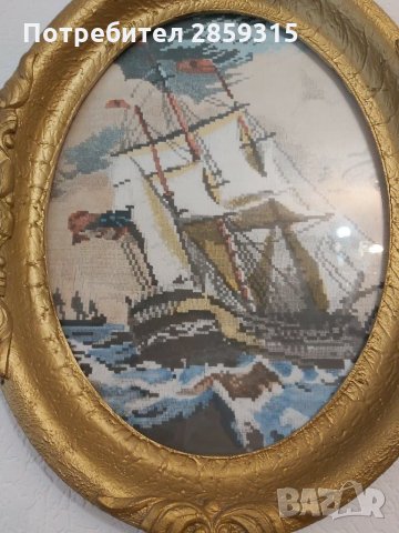 Нов, отлично съхраняван!!! Старинен гоблен в луксозна барокова рамка, снимка 2 - Гоблени - 31653227