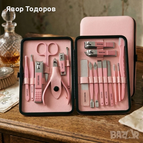 Комплект за маникюр от 18 части в елегантен розов калъф, снимка 5 - Други - 53904885