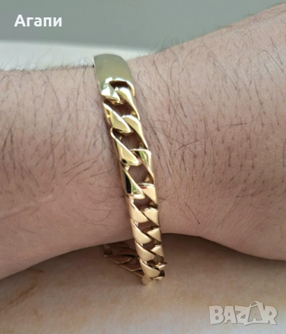 Златна гривна с плочка проба 585 или 14 карата чисто нова, снимка 3 - Гривни - 53178437