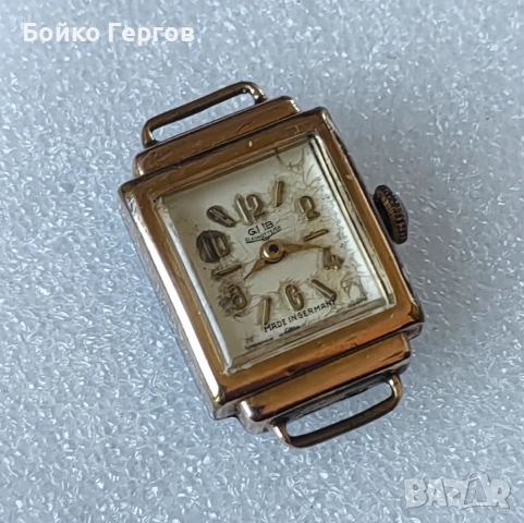 Немски-GDR / DDR Дамски Винтидж часовник GUB GLASHUTTE / SA - 15 RUBIS. Позлатен 20MK.Работи перфект