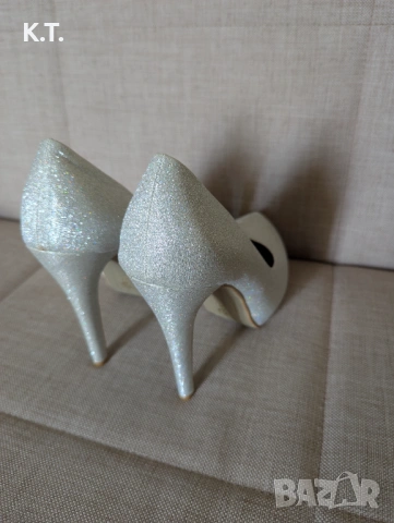  Елегантни Обувки на висок ток, токчета, сребристи номер 40, снимка 2 - Дамски обувки на ток - 53877047