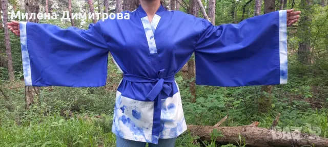 Ръчно рисувано сатенирано кимоно , снимка 8 - Сака - 48908135