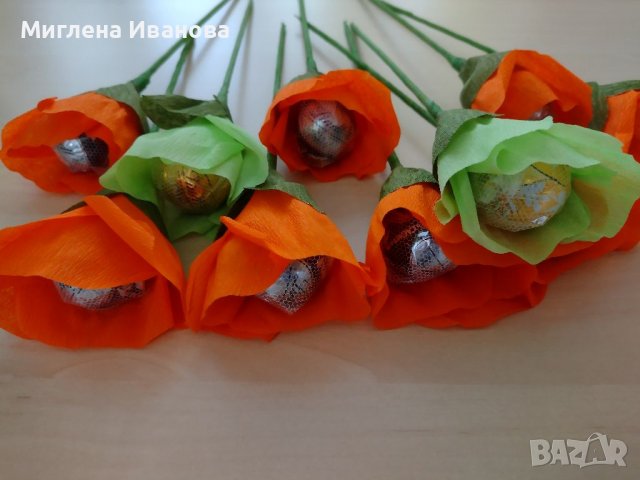 Букети от бонбони/цветя от хартия , снимка 13 - Декорация за дома - 36434272