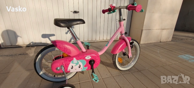 Продавам детски велосипед Btwin unicorn 500 14", снимка 6 - Коли, камиони, мотори, писти - 54239682