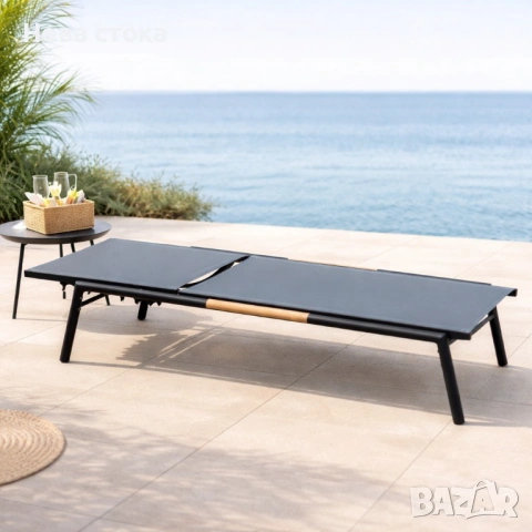 Градински шезлонг с 5 позиции – Бял или Черен, 200 см, снимка 4 - Градински мебели, декорация  - 54007145