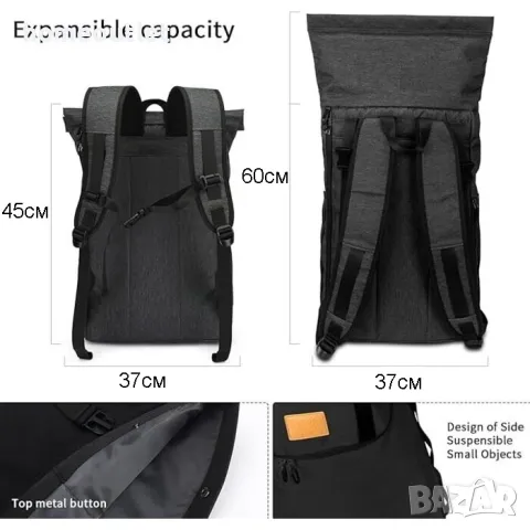 ПРОМОЦИЯ Унисекс раница с регулируем размер в черно MY HOZEE, снимка 5 - Раници - 49302410