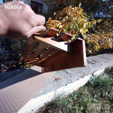 Стенна закачалка за дрехи и шапки дървена 64/24см, снимка 12 - Закачалки - 38486837