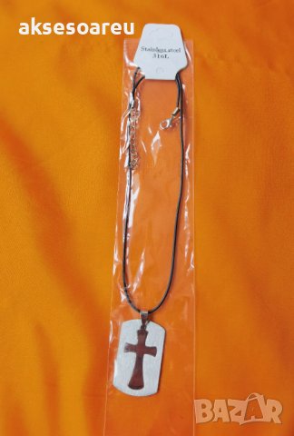 Ново колие с каишка медальон с висулка кръст в метална плочка модни бижута за подарък за Свети Вален, снимка 7 - Колиета, медальони, синджири - 38319851