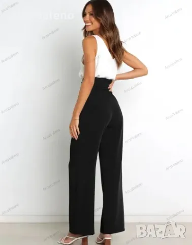 Дамски едноцветни ежедневни панталони с колан и широки крачоли, 4цвята, снимка 8 - Панталони - 39436954