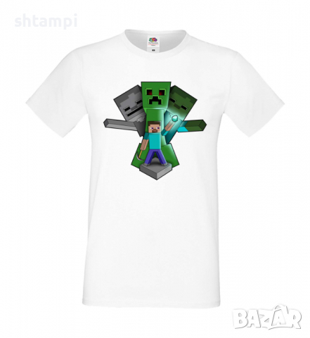 Мъжка тениска Steve Football , майнкрафт,Minecraft,Игра,Забавление,подарък,Изненада,Рожден Ден.