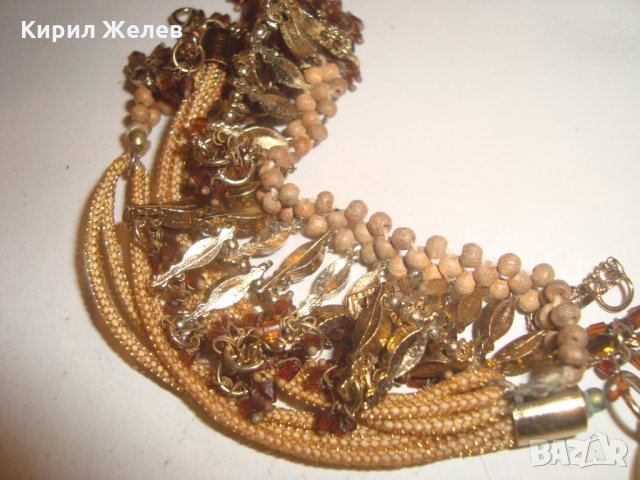 БОГАТО УКРАСЕНА ЗЛАТИСТА с КРАСИВИ ФАСЕТИРАНИ КРИСТАЛИ КАМЪНИ ВИНТИДЖ ОГЪРЛИЦА 14200, снимка 8 - Колиета, медальони, синджири - 30625579