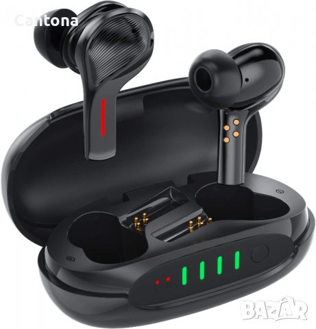 AIKELA безжични Bluetooth 5.0 слушалки, с активно шумопотискане с 4 микрофона, Hi-FI стерео звук док