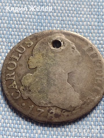 Сребърна монета 2 реала 1785г. Карлос трети Мадрид Испания 13785