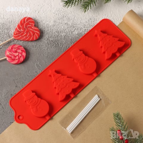 4015 Силиконова форма за близалки Елхички и Снежко