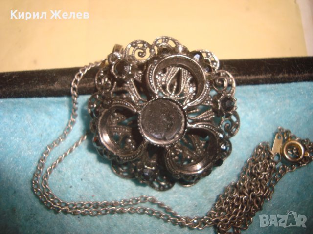 СТАР СРЕБРИСТ АРТ ДЕКО СТИЛ ФИЛИГРАНЕН ТИП МЕДАЛЬОН с ТЪНКА ПОСРЕБРЕНА ВЕРИЖКА 11892, снимка 8 - Колиета, медальони, синджири - 35273884