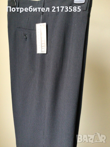 Класически мъжки официален панталон-цвят графит ситно райе, снимка 3 - Панталони - 44672178