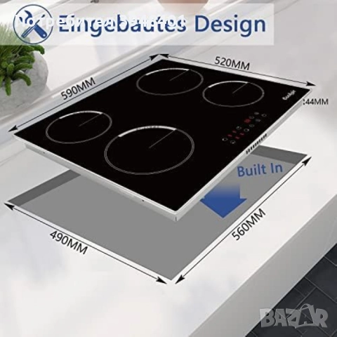 1бр./ Cooksir CSC-D46001-BB – Стъклокерамичен плот за вграждане с 4 зони, 9 нива на мощност, таймер , снимка 6 - Котлони - 52653940
