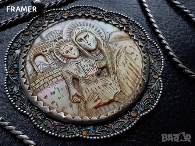 Сребърна 84 Царска Русия 1890 нагръдна Икона панагия кръст, снимка 5 - Антикварни и старинни предмети - 35604505