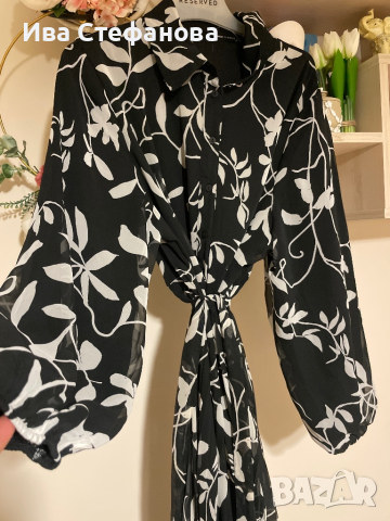 Нова елегантна ежедневна дълга рокля флорален принт цветя плисе плисирана  феерична ефирна , снимка 5 - Рокли - 42058371