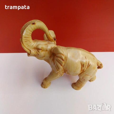 НАЙ ДОБРАТА ОФЕРТА Стара фигура на слон от  алабастър 25см., снимка 2 - Антикварни и старинни предмети - 53181815