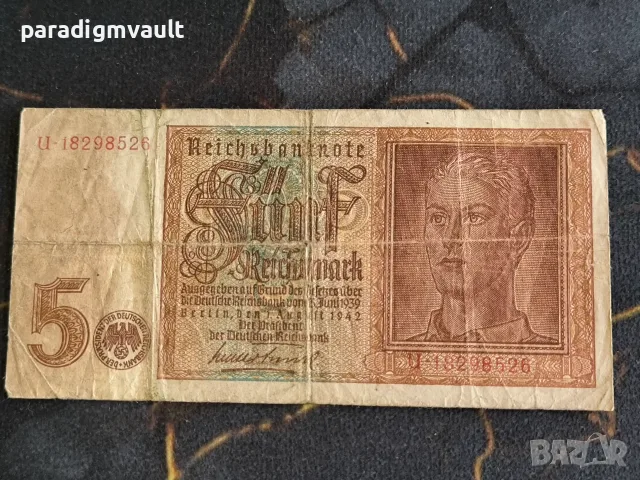 Трети райх - Банкнота - Германия - 5 марки | 1942г.