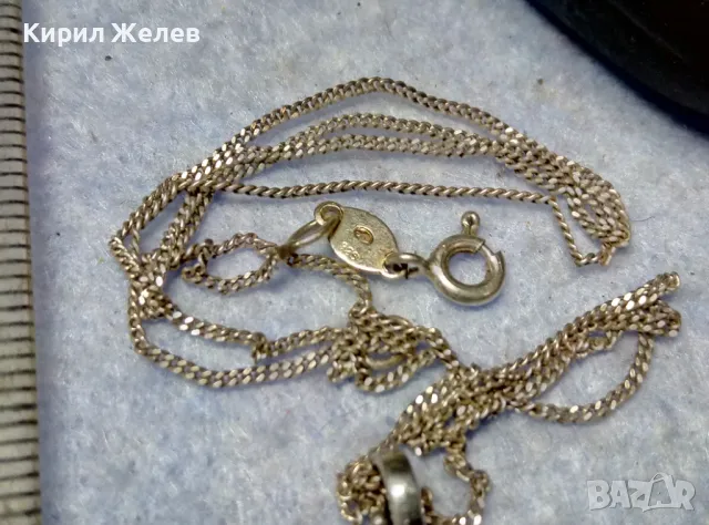 ФИНО МАРКОВО СРЕБЪРНО КОЛИЕ СРЕБРО 925 с ЕМАЙЛИРАНА СРЕБЪРНА ВИСУЛКА СЪРЧИЦЕ със СИНИ ЦИРКОНИ 38802, снимка 6 - Колиета, медальони, синджири - 49704287