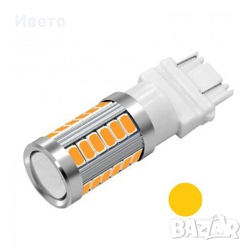 Диодна крушка (LED крушка) 12V, P27/7W, W2.5x16q оранжева светлина