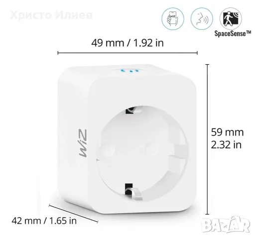 Смарт контакт за управление на уреди и осветление Wiz Smart Plug, снимка 2 - Смарт домашни устройства (Smart Home) - 56079552
