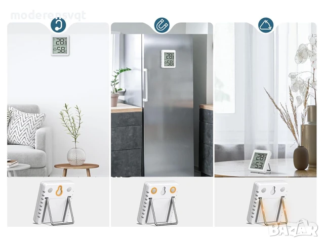 Цифров термометър метеорологична станция с магнит, закачане и стойка, снимка 3 - Друга електроника - 50563041