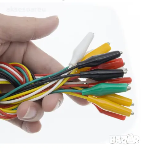 10 бр. нови кабели с щипки тип крокодил 50 см за електрически инструменти "Направи си сам" тестови, снимка 2 - Други инструменти - 50233566