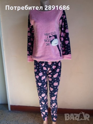 Дамска плюшена пижама различни разцветки, снимка 2 - Пижами - 34232834