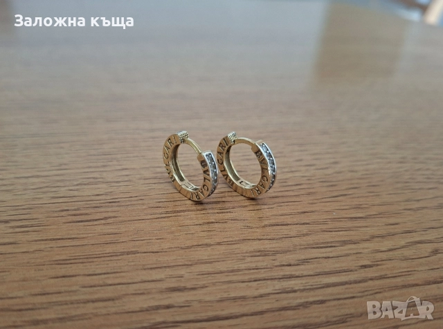 Дамски златни обеци "BVLGARI" - 4,30 гр. / 585 / 14К, снимка 5 - Обеци - 52632046