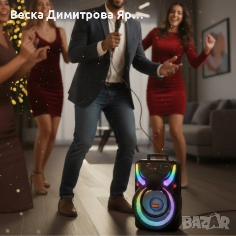 WSJAR E-8809 – Портативна караоке тонколона с микрофон и LED ефекти, снимка 3 - Тонколони - 52754344
