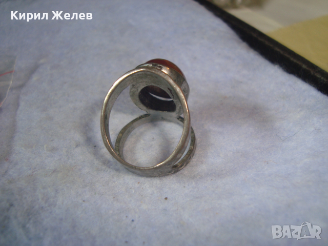 КРАСИВ РЕТРО ВИНТИДЖ АРТ ПОСРЕБРЕН СКЪПОЦЕНЕН ПРЪСТЕН с ШЛИФОВАН ЕСТЕСТВЕН КАРНЕОЛ 26613, снимка 6 - Пръстени - 36419630