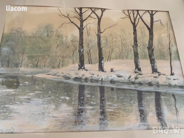 КАРЛ ЙОРДАНОВ 1970 г акварел пейзаж, снимка 4 - Картини - 33800135