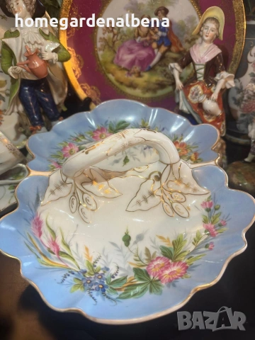 Луксозен двусекционен съд – Ръчна Рисунка | Винтидж Шедьовър, снимка 9 - Декорация за дома - 54059844