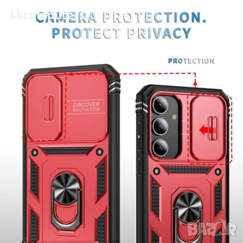 Samsung Galaxy S25+ 5G Удароустойчив Ring Holder/ Sliding Camshield Калъф и Протектор, снимка 5 - Калъфи, кейсове - 51414222