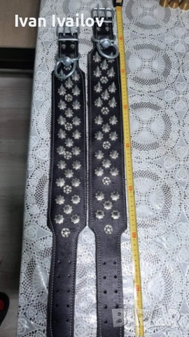 Двойно шит нашийници с шипове за голямо куче, снимка 2 - За кучета - 53176155