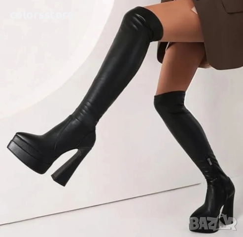 Чизми на ток - черна кожа - YSV2