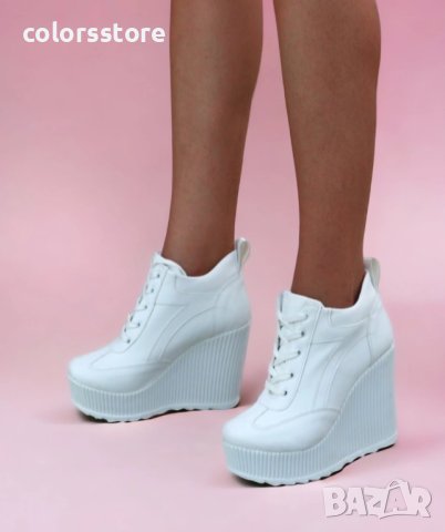 Боти на платформа - бяла кожа - NO4, снимка 2 - Дамски боти - 38867596