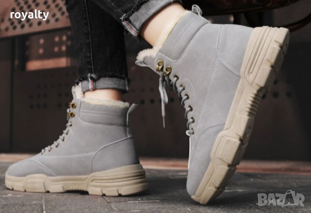 Бежови Мъжки Боти с Топла Вата , снимка 2 - Мъжки боти - 52583221