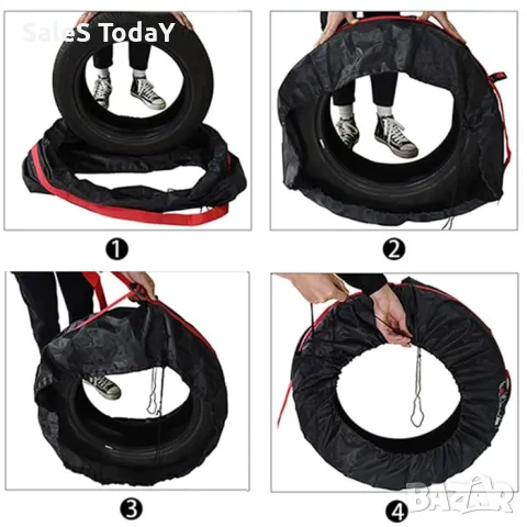 Калъфи за гуми, 4 бр, комплект S: 13"-19", снимка 3 - Аксесоари и консумативи - 40276027