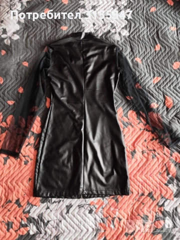 Кожена рокля с цип, снимка 2 - Рокли - 52091163